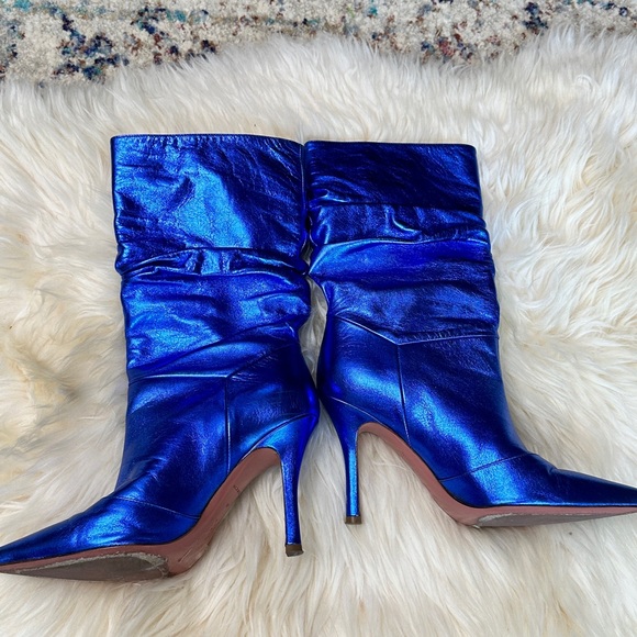 NIB AMINA MUADDI Metallic blue boots - Picture 7 of 9